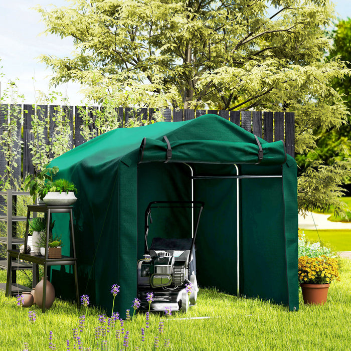 Outsunny Outdoor Shelter, Motorcycle Tent W/roll-up Door, Dark Green