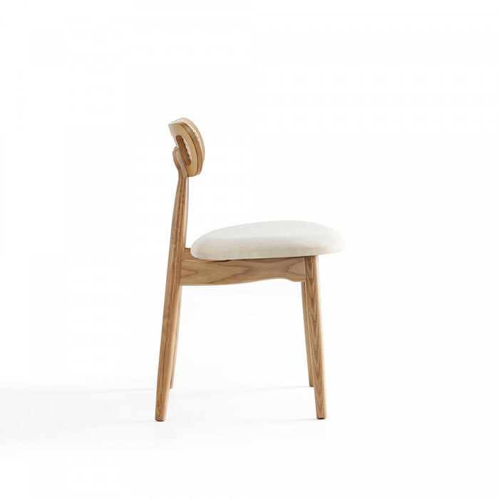 Colbert Industry Chic Cane Back Wood Upholstered Dining Chair in Natural - Set of 4