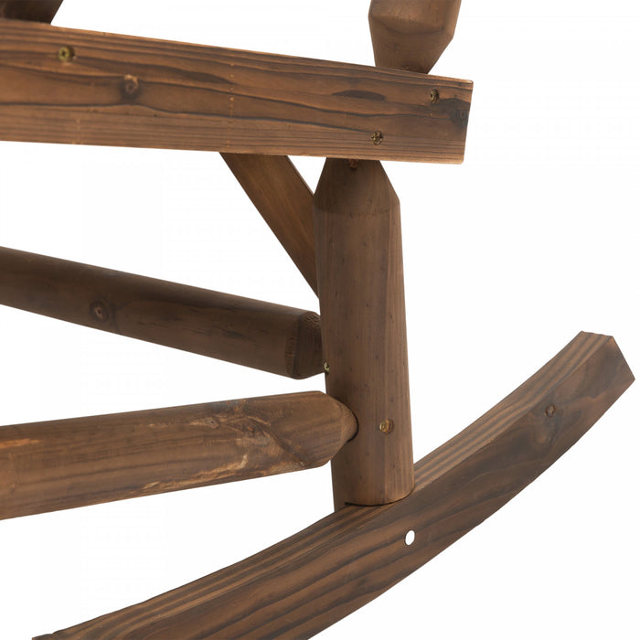 Outsunny 2-person Outdoor Rocking Chair With Slat Design Carbonized Colour