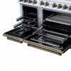 Forno Ambassador 48" Gas Range in White, 8 Sealed Burners, 6.7 Cu.Ft. Ovens - FFSGS6299-48CPWHT | Cuisiniere a gaz Ambassador de 48 po, blanche, 8 bruleurs scelles, fours de 6,7 pi³ – FFSGS6299-48CPWHT