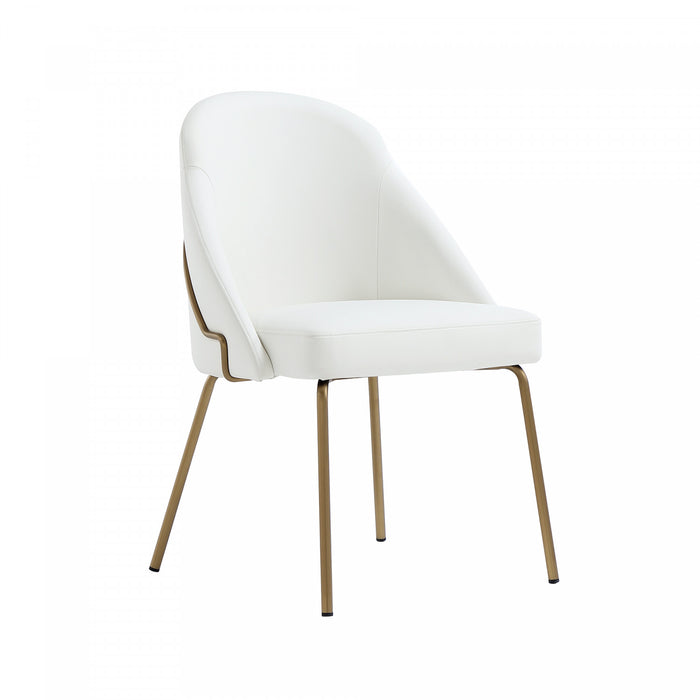 Gracie Modern Vegan Leather Metal Dining Chair in White and Gold - Set of 4