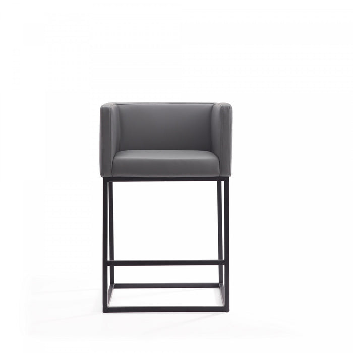 Embassy Mid-Century Modern Metal Upholstered Counter Stool in Gray - Set of 3