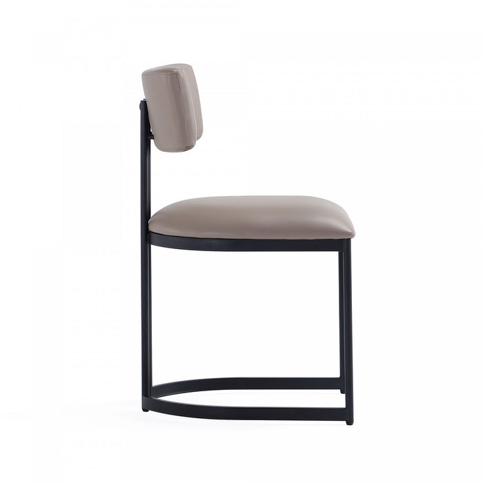 Juno Contemporary Modern Vegan Leather Metal Side Chair in Taupe - Set of 2
