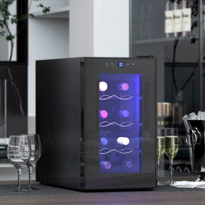 HOMCOM Freestanding Wine Cooler Refrigerator, 8 Bottle, Quiet Wine Fridge