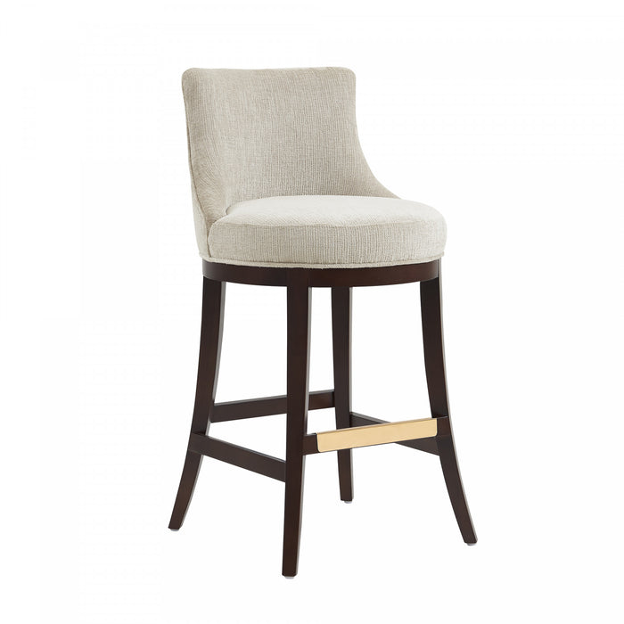 Lucia Modern Chenille Wood Upholstered Barstool in Natural - Set of 2