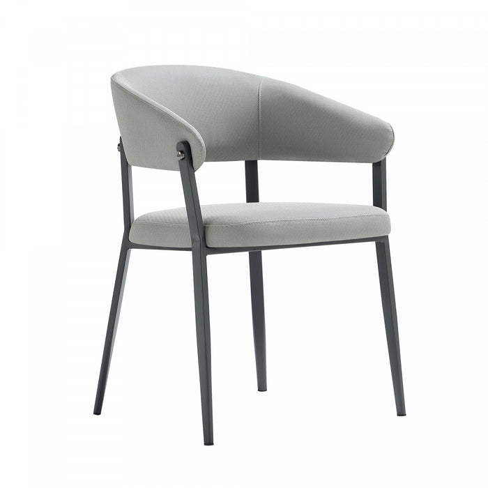 Belle Modern Metal Upholstered Dining Chair in Stone Gray