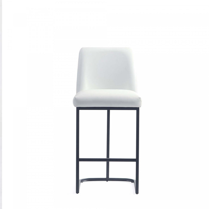 Serena Modern Metal Upholstered Counter Stool in White Armoire