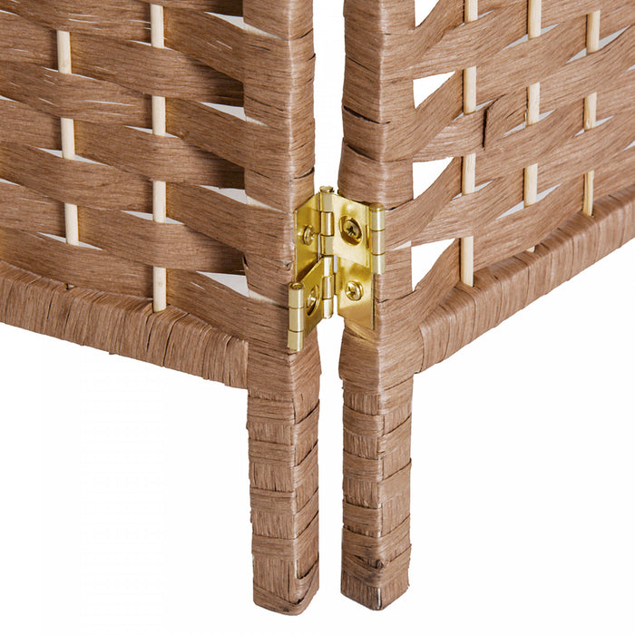 Homcom Double Hinged Woven Wicker Room Divider And Privacy Screens
