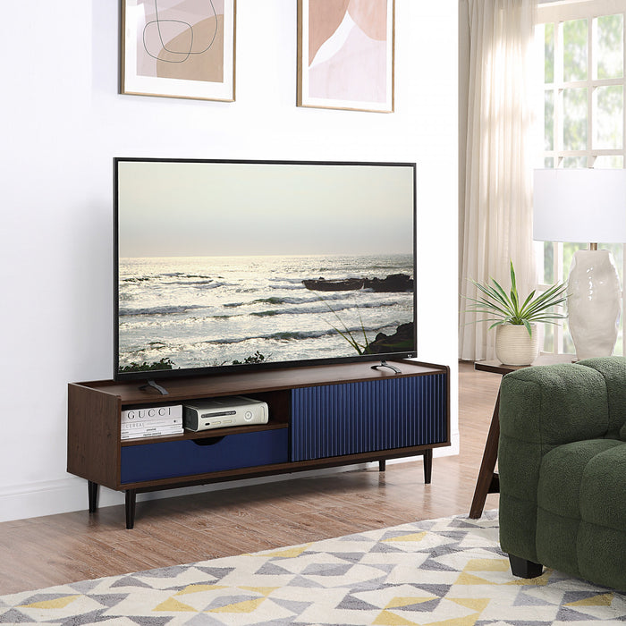 Duane Mid-Century Modern 4-Piece Living Room Set in Navy Blue