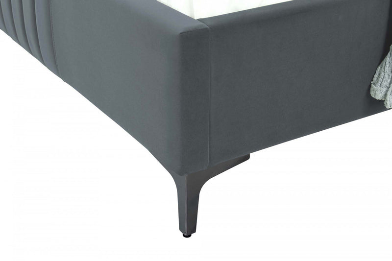 Promenade Mid-Century Modern Upholstered Velvet Full Bed in Gray