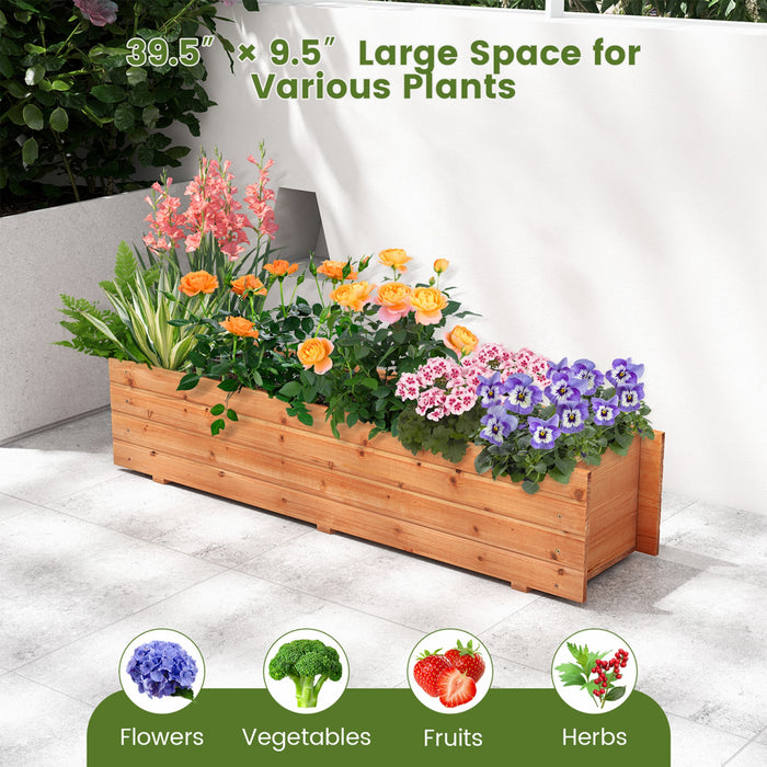 Costway Raised Garden Bed Wood Rectangular Planter Box With 2 Drainage Holes Outdoor