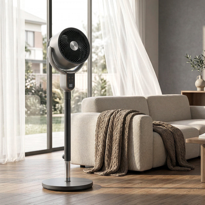 HOMCOM 20dB Standing Fan, 70°+90° Auto Oscillating Fan with 8 Speeds