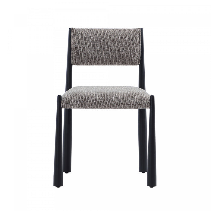 Lennor Mid-Century Modern Boucle Metal Side Chair in Mushroom - Set of 2