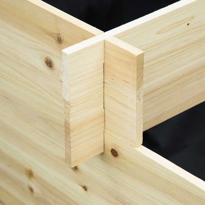 Outsunny Raised Garden Bed with 9 Grow Grids and Non-woven Fabric, Natural