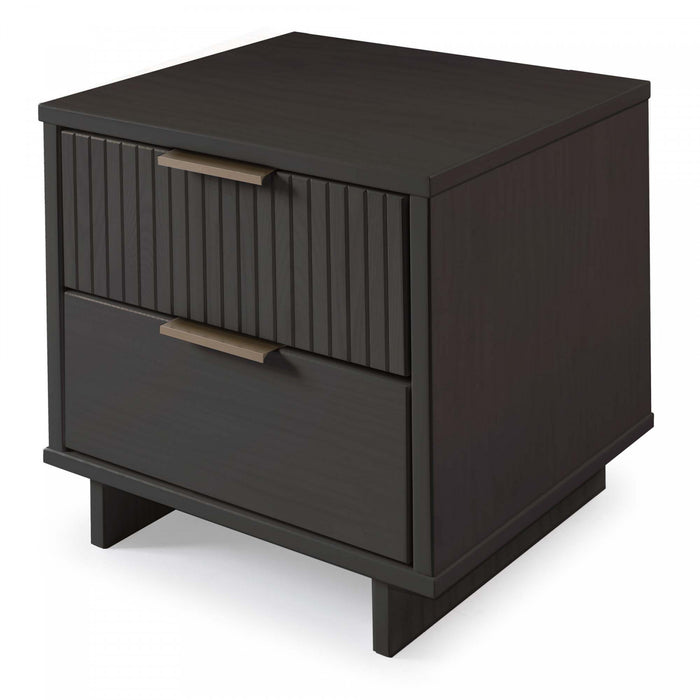 Granville Modern 18\" Nightstand in Charcoal Gray (2-Drawer) - Set of 2