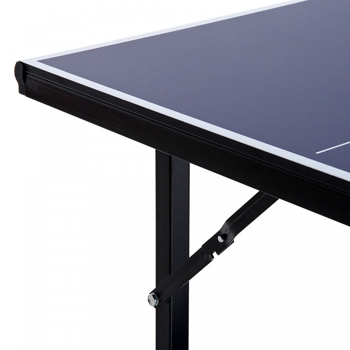 Soozier 6x3ft Compact Midsize Table Tennis Table Multi-use Family Ping-pong Table Free Standing Folding Blue
