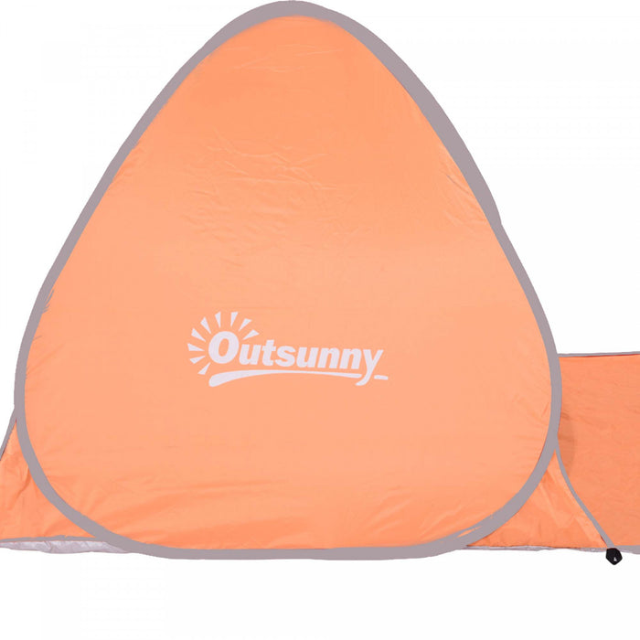 Outsunny Pop Up Beach Tent Portable Sun Shelter Uv Protection Outdoor Patio With Carry Case & Stakes Orange