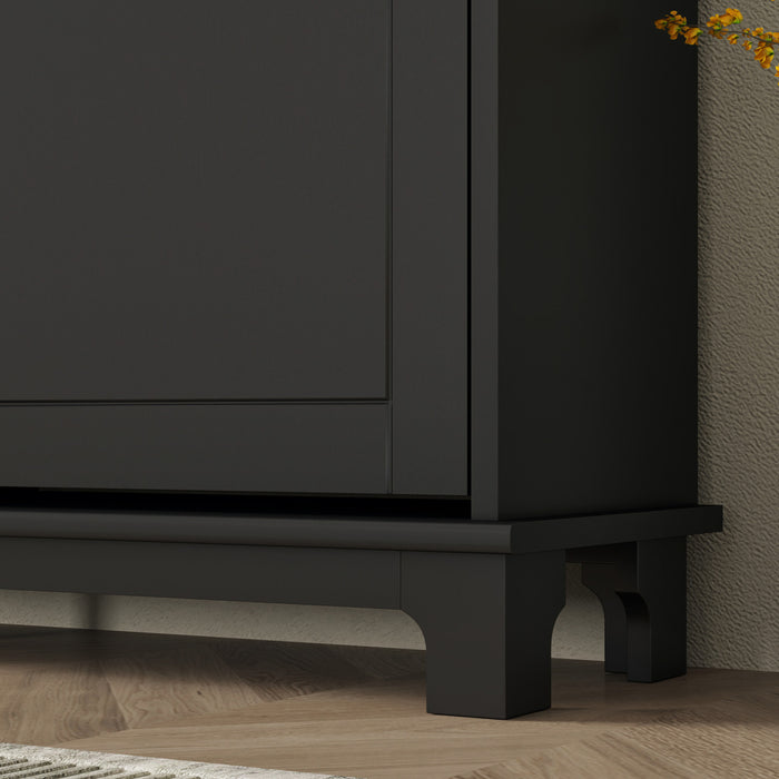 HOMCOM Narrow Shoe Cabinet with 4 Flip Drawers 5 Legs for Entryway Black