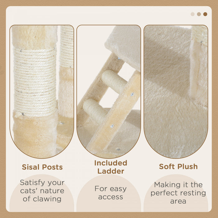 Pawhut 49\" Cat Tree With Hammock, Cat Condo Tower With Scratching Post For Indoor Cats, Beige