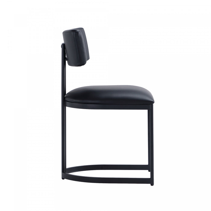 Juno Contemporary Modern Vegan Leather Metal Side Chair in Black - Set of 2