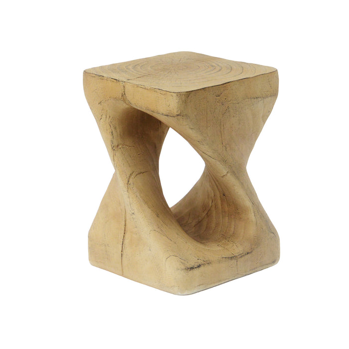 Miro 16\" Modern Twisted Hourglass MGO Accent Table, Faux Wood Grain Indoor Side Table, Natural