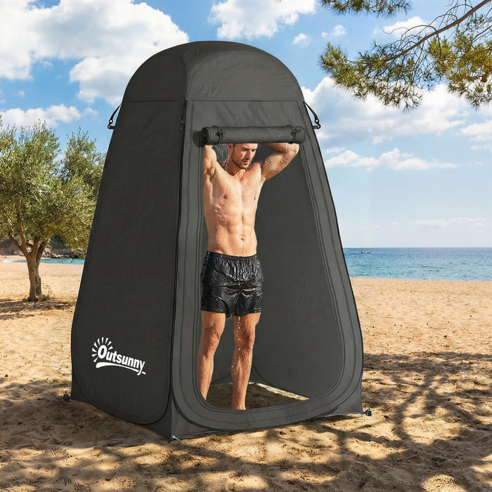 Outsunny Pop Up Shower Tent, Outdoor Privacy Changing Dressing Room, Black