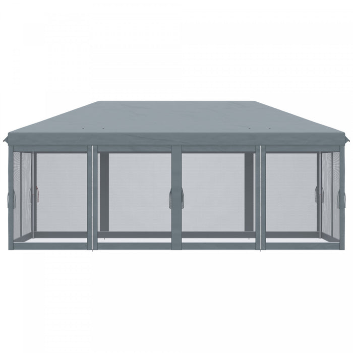 Outsunny 10'x20' Pop Up Canopy Tent With 6 Removable Mesh Sidewalls Gray