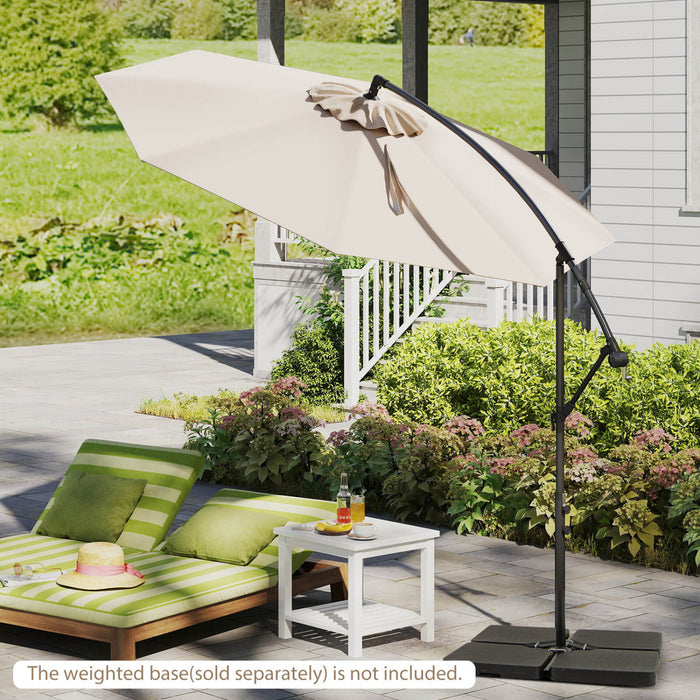 Costway 10 FT Patio Offset Umbrella w/8 Ribs Cross Base Tilt Beige