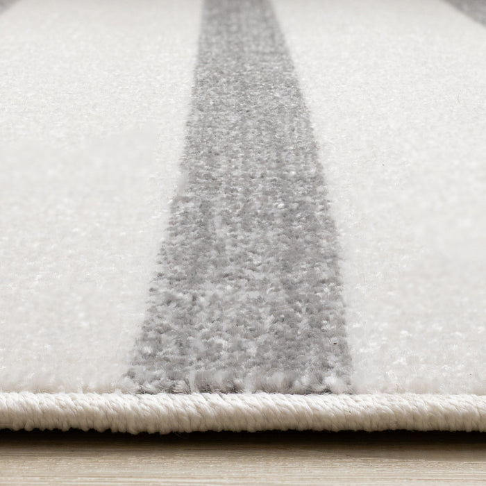 Covington Grey White Striped Rug, 7'10\" x 10'6\" Indoor Area Rug