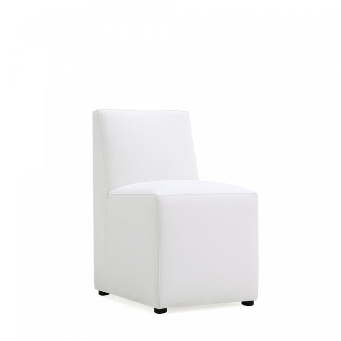 Anna Square Modern Vegan Leather Dining Chair in White - Set of 2