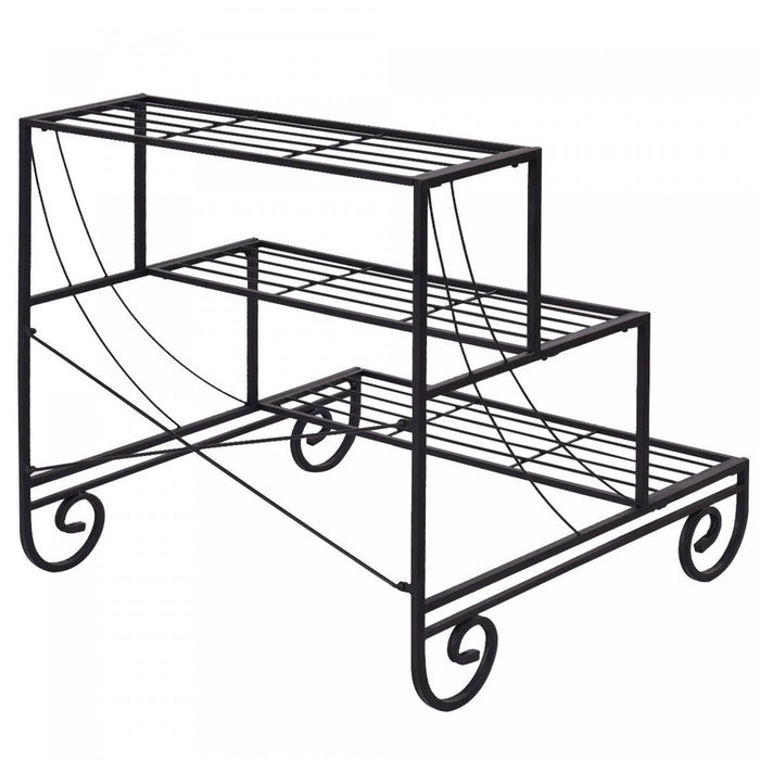 Costway 3 Tier Outdoor Metal Plant Stand Flower Planter Garden Display Shelf Rack