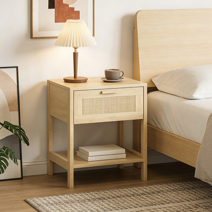 HOMCOM Nightstand Set of 2, Bedside Table with Drawer and Storage Shelf