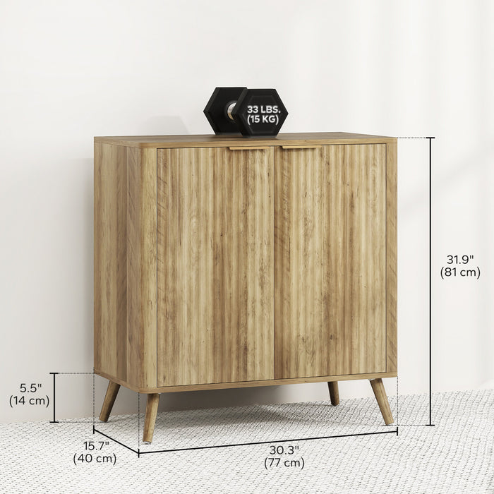 HOMCOM 55\" Modern Sideboard Buffet Cabinet with Storage 2 Fluted Doors Oak