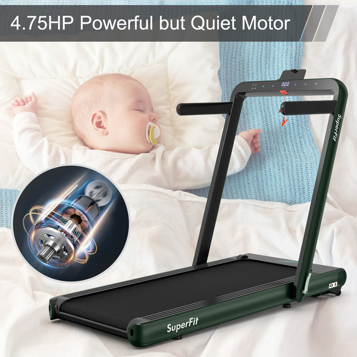 Superfit 4.75hp 2 In 1 Folding Home Treadmill With Remote App Control
