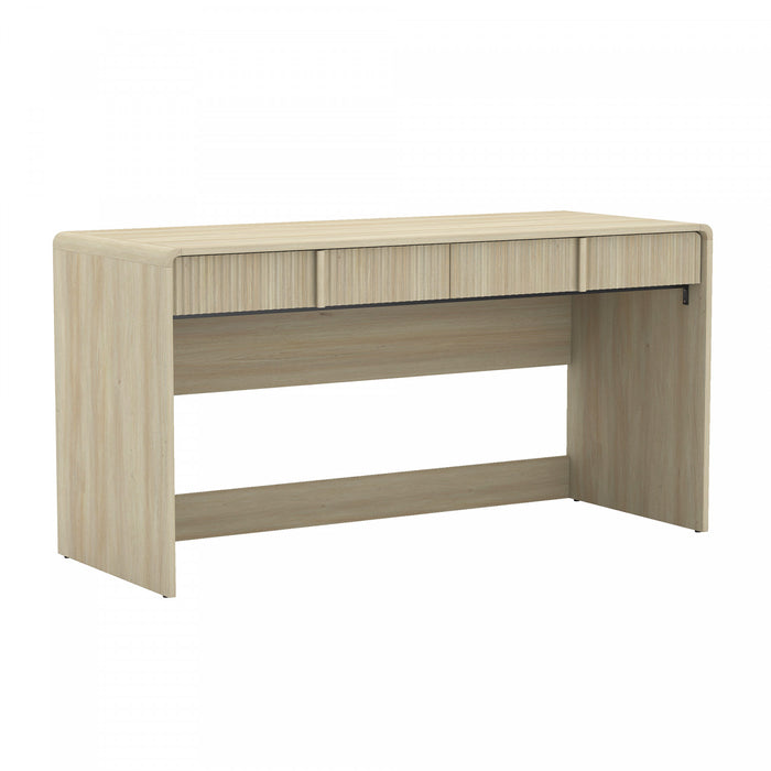 Novara Contemporary 60\" Writing Desk in Whitewashed Oak (2-Drawer)