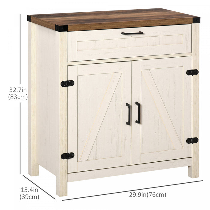 HOMCOM Farmhouse Sideboard Buffet Cabinet with Drawer and Adjustable Shelf