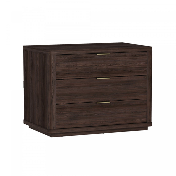 Evelyn Modern 32\" Nightstand in Brown (3-Drawer)