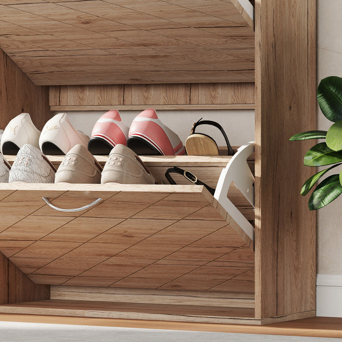 HOMCOM Slim Shoe Cabinet with 4 Flip Drawers for 12-20 Pair of Shoes