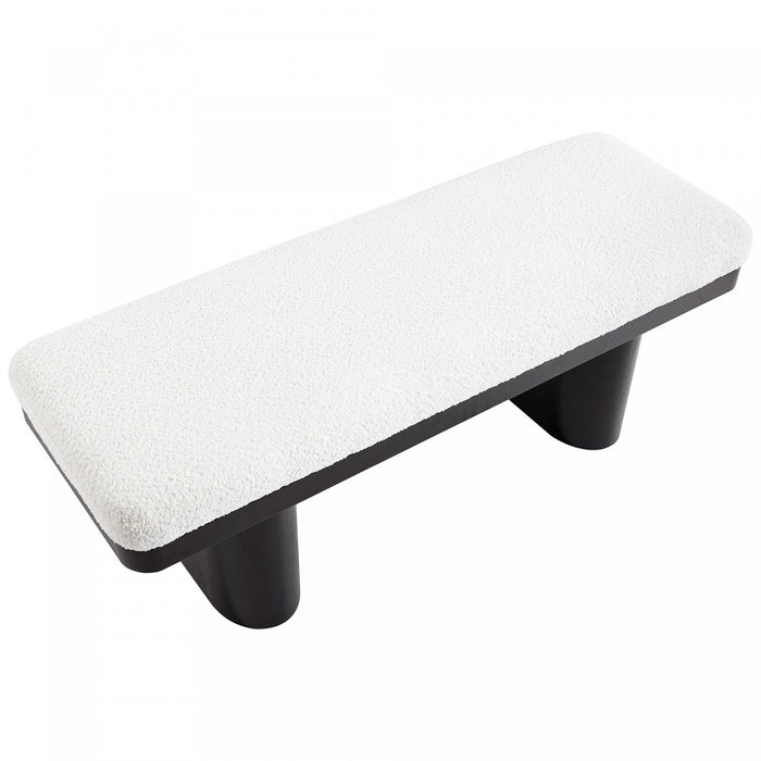 Olivia 47.5\" Wood Bed Bench Ottoman with Teddy Velvet Upholstery and Wooden Legs,Black
