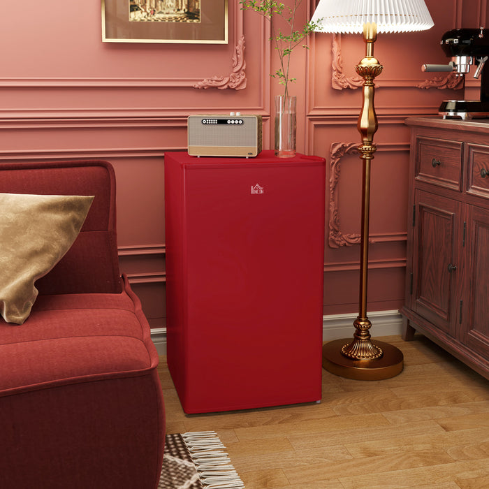 HOMCOM Mini Fridge with Freezer Thermostat Reversible Door, Red