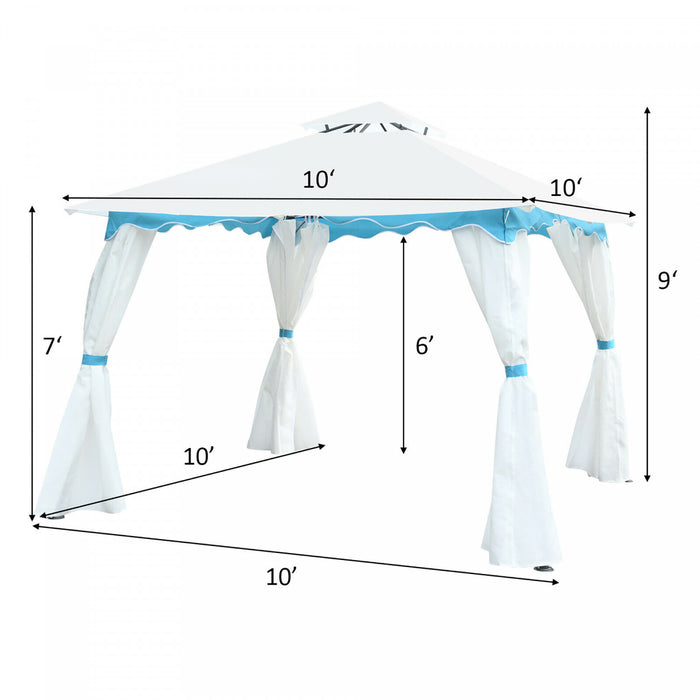 Costway 2 Tier 10'x10' Patio Gazebo Canopy Tent Steel Frame Shelter Awning W/ Side Walls