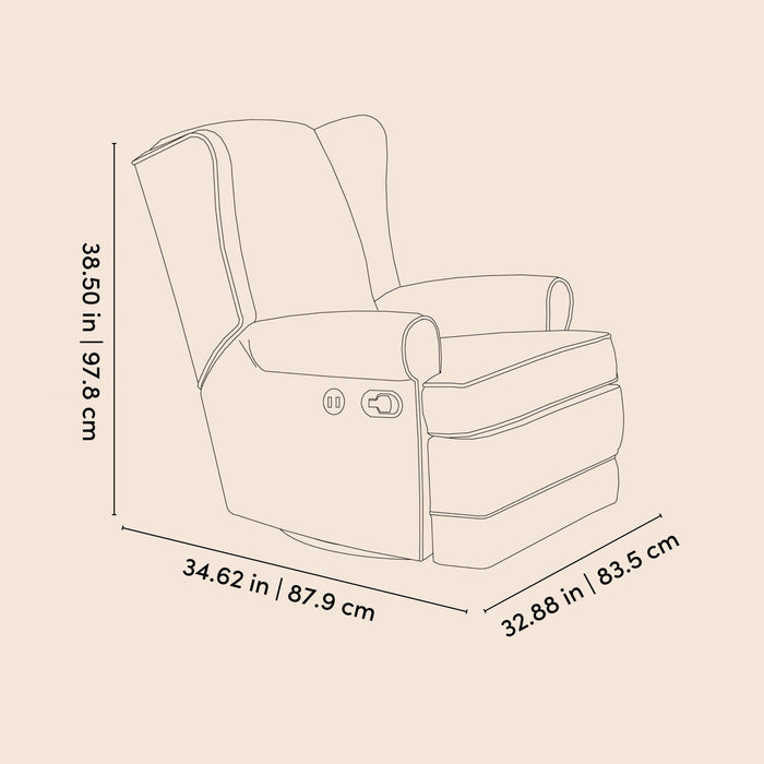 Storkcraft Serenity Wingback Upholstered Recliner Glider - Steel