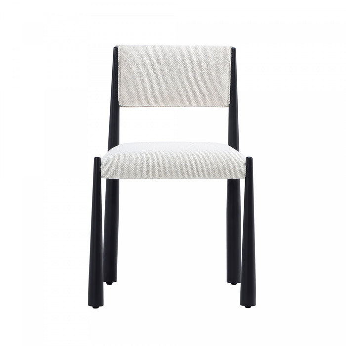 Lennor Mid-Century Modern Boucle Metal Side Chair in Cream - Set of 2