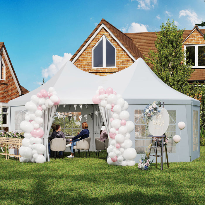 Outsunny 16' x 22' High Peak Octagonal Event Party Tent for Parties