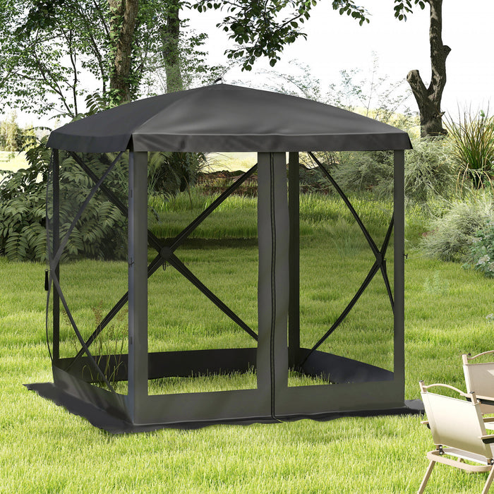 Outsunny Pop-up Screen House Gazebo Camping Instant Setup Tent, Black