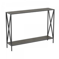 40” Console Table With 1 Shelf - Dark Grey Wood Black Metal Base 