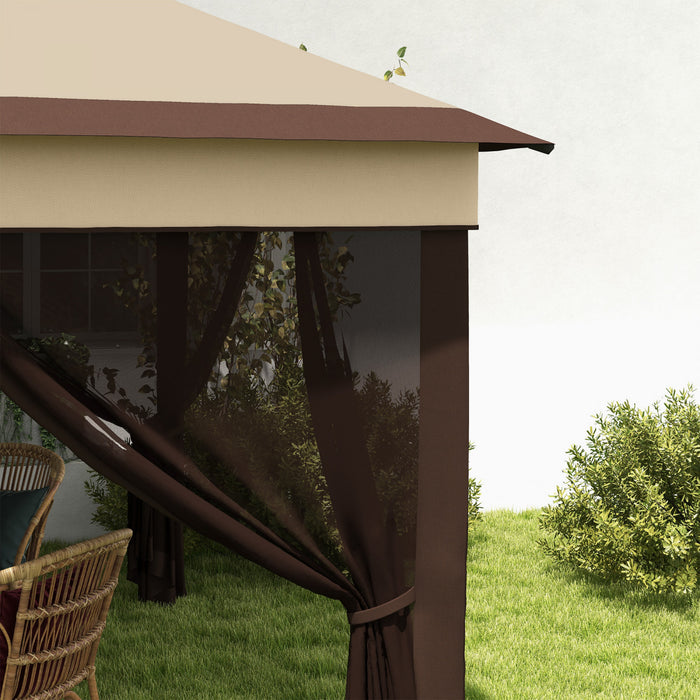 Outsunny 10.7 X10.7 Ft Pop Up Sun Shelter With Uv30+ Roof Cover, Beige