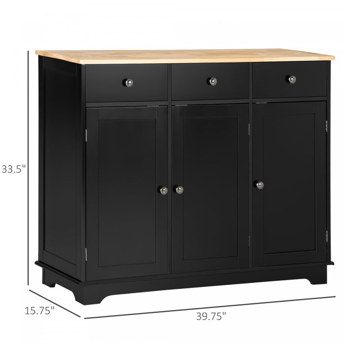 HOMCOM Coffee Bar Cabine, Kitchen Cabinet with Drawers, Black