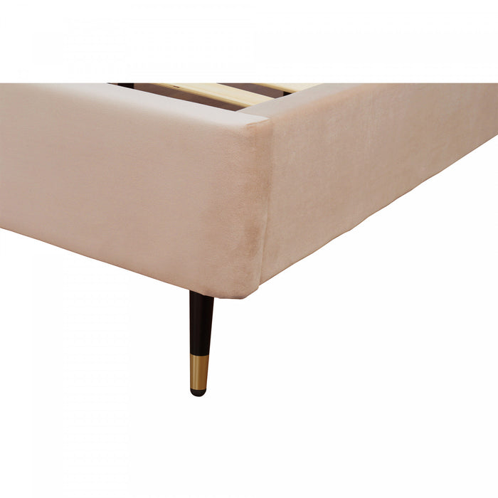 Crosby Modern Upholstered Velvet Twin Bed in Nude