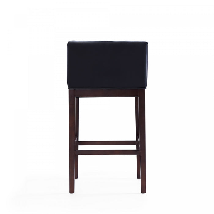 Kingsley Mid-Century Modern Wood Upholstered Barstool in Black - Set of 3